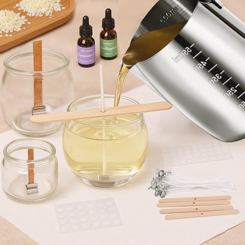 Blingfun Candle Making Pouring Pot, Stainless Steel Wax Melting Pot with Candle Wicks, Wick Stickers & Holder for Scented Candle Making and Wax Crafts - Image 5
