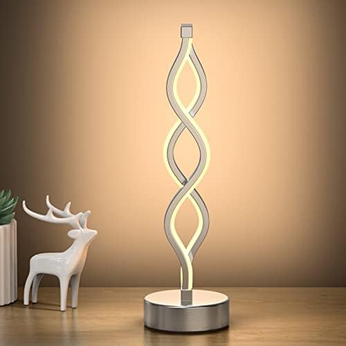 NUÜR Silver Infinity Spiral LED Table Lamp, Dimmable Bedside Lamp by NU%C3%9CRLightning