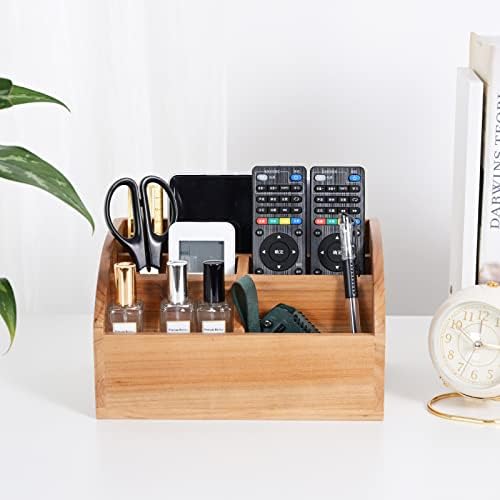 Farmhouse Solid Wooden Mail Sorter Wood Desk Organizer TV Remote Holder Rustic Vintage Caddy Mail Basket Storage Caddy for Bills, Kitchen, Desktop, Workspace Counter Top Home Decor Office Supplies…… - Image 5