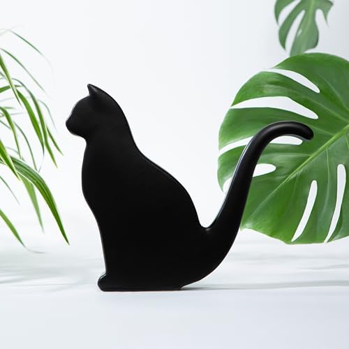 Kikkerland Cat Watering Cat – Decorative Porcelain Watering Can for Gardening – Black Cat Silhouette - Image 3