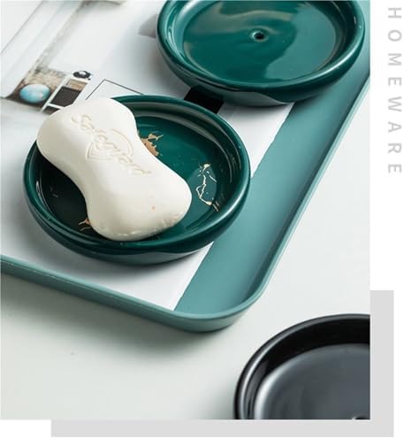 Holder Round Self Draining Small Ceramic Tray Cute Jewelry Soap Dish - Image 5