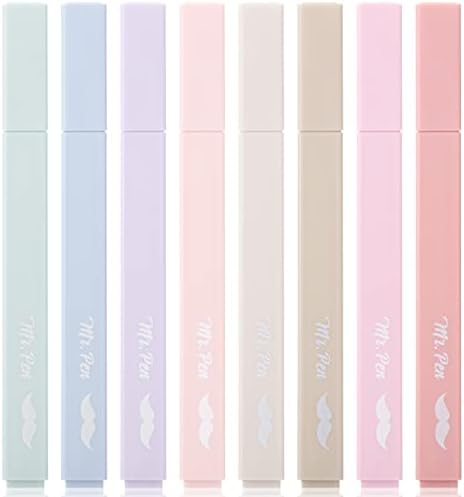 Mr. Pen- Aesthetic Highlighters No Bleed, 8 Pack, Muted Pastel Color | Chisel Tip, Cute Highlighters Assorted Colors for Journaling, Highlighting, Underlining, Fast Dry, Back to School Supplies by MrPen