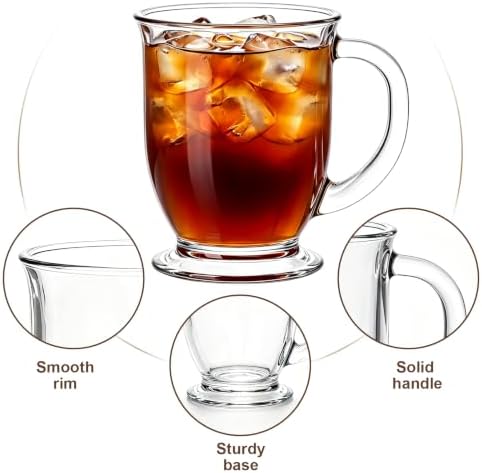 Accguan 2Pack 15 oz Clear Glass Coffee Mugs with Handle, Dishwasher Safe - Image 3