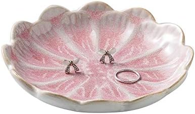 Mecaikru Ceramic Ring Dish, Flower Jewelry Tray with Kiln Glaze Finish by Mecaikru