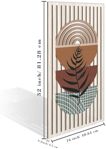 IARTTOP Large Boho Wood Wall Art 16x32 Inch Mid Century Modern Bohemian Wooden Wall Decor Brown Minimalist Geometric Plant Decor for Bedroom Living Room Dining Room Set of 3 - Image 4