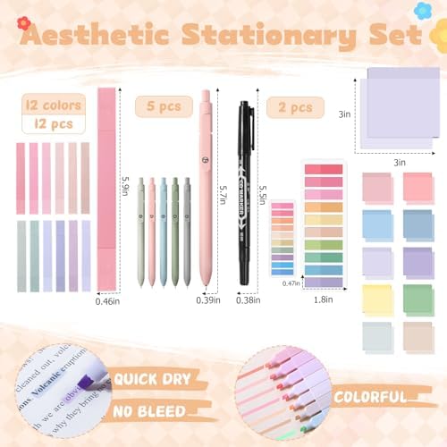49Pcs Book Annotation Kit Aesthetic School Supplies with Pencil Case - Image 5