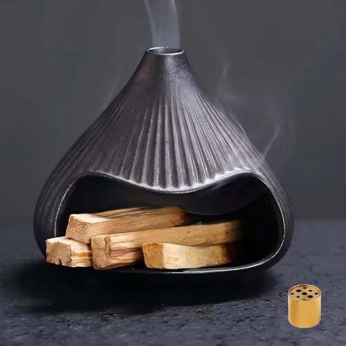 Ceramic Incense Holder, Mini Palo Santo Burner Chimney for Palo Santo Sticks, Cone Incense and Sage Smudging, Handmade Cone Incense Holder Burner for Yoga, Meditation, and Energy Cleansing (Black 01) - Image 6