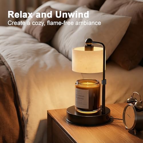 Candle Warmer Lamp with Timer, Best House Warming Gift, Height Adjustable & Dimmable Electric Candle Warmer Lamp, Includes 2 Bulbs, Birthday Gift for Women, Mom, Housewarming - Flaxen - Image 4