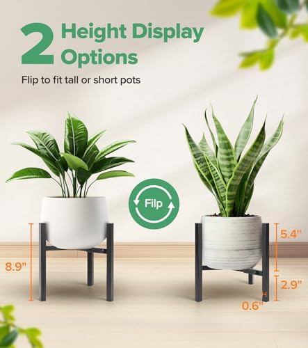 Plant Stand Indoor Adjustable, Metal Modern Indoor Plant Stand, Heavy Duty Plant Stands Outdoor Corner, Stable Plant Holder, Fits 8 to 12 Inches Pots, Black, 1 Pack, Pot & Plant Not Included - Image 2