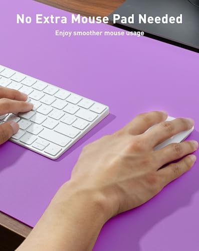 Aothia Faux Leather Desk Mat - Large Mouse Pad, Non-Slip PU Leather Blotter, Waterproof Writing Surface for Office and Home (Iris Violet, 63" x 24") - Image 4