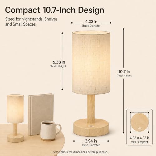 Small Rechargeable Cordless Table Lamp, Nightstand to Desk, Light Oak - Image 6