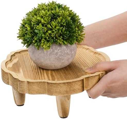 Covzoe 2 Pack Mini Wood Pedestal Stand, 8.5 Inch Small Plant Risers - Image 4