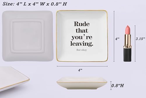 Rude That You're Leaving-Funny Colleagues Promotion,Farewell,Retirement,Goodbye,Leaving New Job Gifts for Coworkers Boss Leader-Appreciate Christmas Gift-Ceramic Jewelry Tray Trinket Holder Ring Dish - Image 5