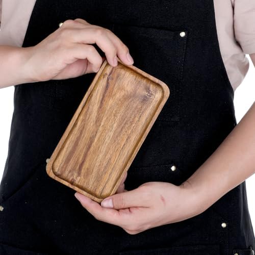 Small Acacia Wood Serving Trays, 4 x 7.5 inch Rectangle Wooden Trays Mini Charcuterie Boards Natural Wood Boards Small Cheese Board for Tea Coffee Kitchen - Image 5