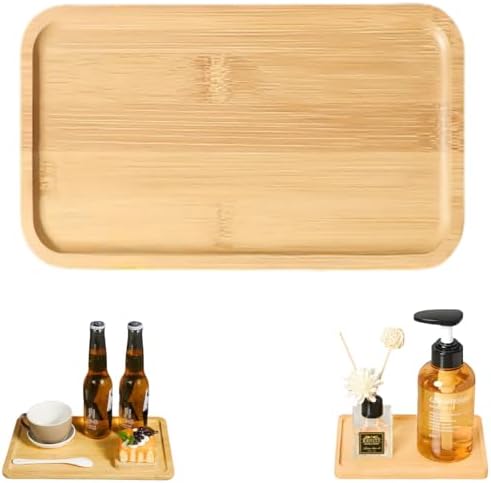 Bamboo Bathroom Tray,Suitable for the Bathroom,Kitchen,Breakfast Tray and Decorative Tray(11.02 in * 7.48in) by Unknown