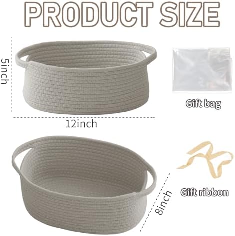 JMvicyroam Small Woven Basket, Empty Gift Basket, Grey/1 Pack - Image 2