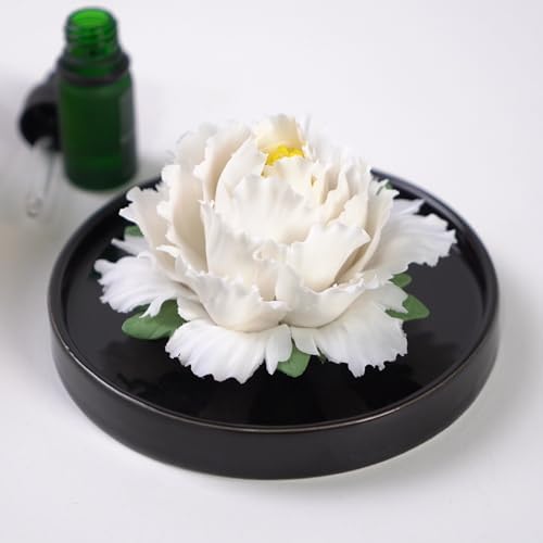 Passive Diffuser Ceramic Flower Aromatherapy – Exquisite Handcrafted Ceramic Decorative Essential Oil Diffuser for Office Desk, Home, and Yoga, with Robust Gift Box Packaging (White Peony) - Image 3