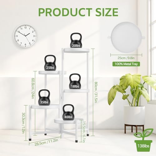 iDavosic.ly 5 Tier Large Plant Stand Indoor Outdoor, 10 In Wide Tray, White - Image 2