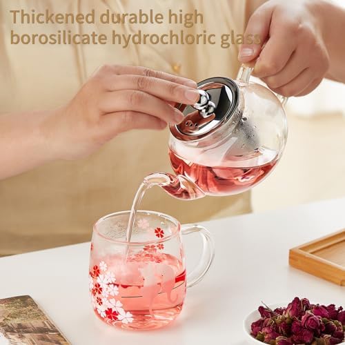 DOPUDO Small Glass Teapot with Infuser, 18 oz 530ml Borosilicate Tea Kettle - Image 2