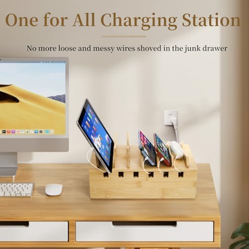 WRINGKIT Bamboo Charging Station for Multiple Devices, Hold 6 Devices - Image 5