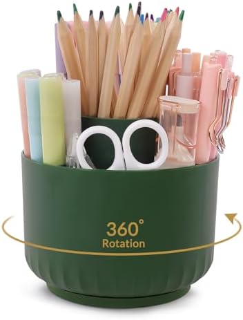 SKYDUE 360 Degree Rotating Desk Organizer, Dual-Purpose Pencil Pen Holder for Desk, Rotating Pencil Cup with Stickers, Office Supplies, Desk Decor for Office, School, Home by SKYDUE