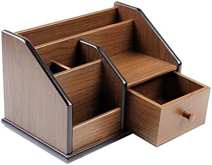 N Desk organizer wood with small drawer Office and Home organization like remote control holder pencil holder HeBen1029 by NicePackaging