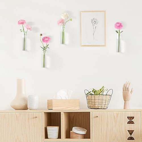 Mkono Wall Hanging Vases, 4 Pack Glass Propagation Stations Flower Planter - Image 7