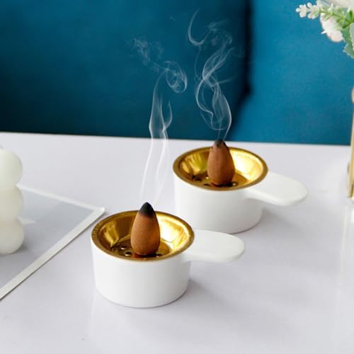 2pcs Small White Ceramic Incense Burner Bowl Set, Modern Minimalist Handheld Incense Holder for Home and Office Table Decoration - Image 3