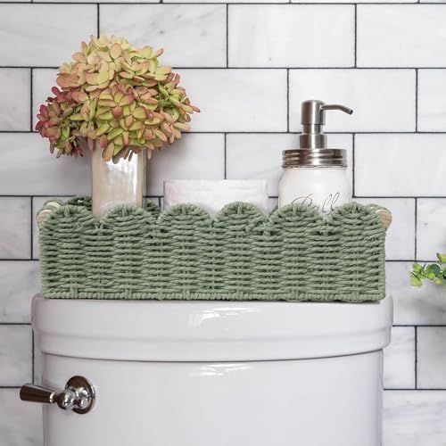 CubesLand Scalloped Toilet Paper Storage Basket W/Handle for Home Decor - Image 5