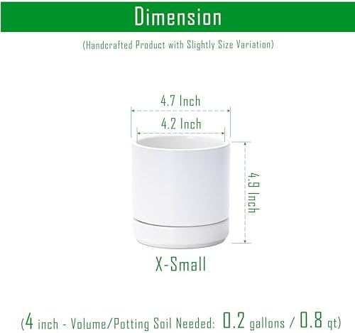 D'vine Dev 4.7 Inch Ceramic Planter Pot, White, 94-O-B-1 - Image 3