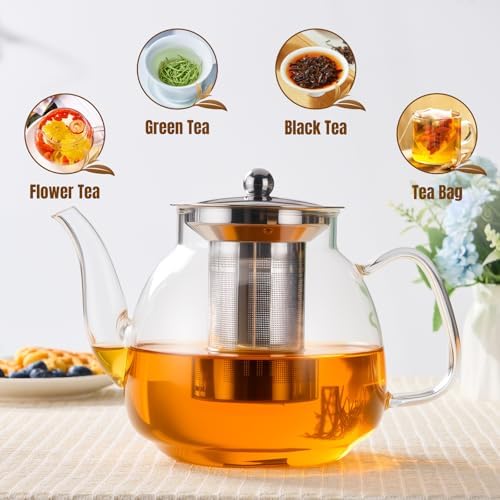 PARACITY Glass Teapot with Infuser, 50 oz Stovetop Kettle for Loose Tea - Image 5
