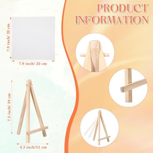 Motimind 36 Pcs 8 x 8 Mini Canvas and 8" Easel Set Bulk for Paint Party - Image 2