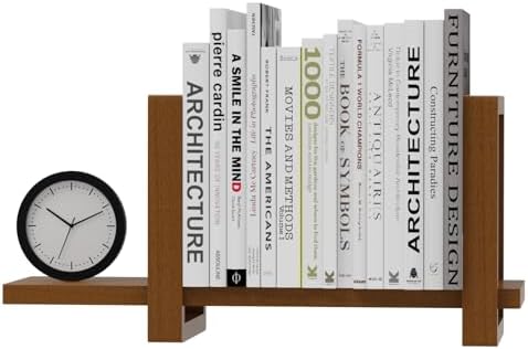 100% Solid Wood Adjustable Desktop Bookshelf, Retro Tabletop Bookshelf, Desk Shelf for Living Room, Home, Office, Perfect for Magazine, Books, Cookbooks, No Tools Required to Assemble (Walnut Brown) by Soultopxin