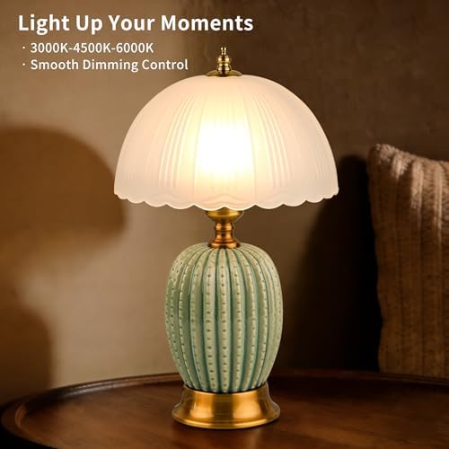 Vintage Green Ceramic Cactus Small Table Lamp for Bedroom - Image 5