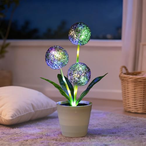 Artificial Purple Allium Flower Lamp, Color Changing LED Light with White Pot, Battery Powered for Bedroom Wedding Christmas, Gifts for Women Mom Grandma Girlfriend on Birthday Christmas Valentines - Image 7