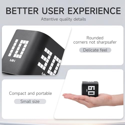 Rotating Productivity Timer, 5, 10, 30, 60 Minute Presets, Desk Cube - Image 6
