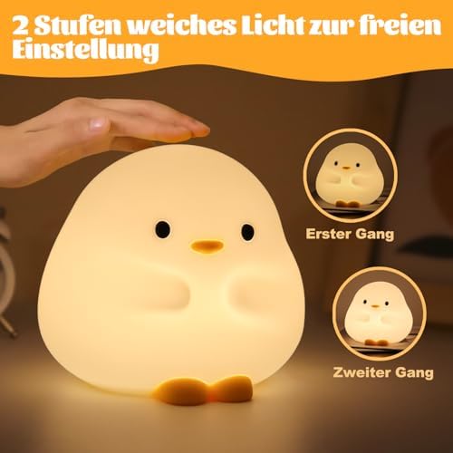 Rytinazzz Silicone Night Light for Baby, 50H Long Battery Duck Lamp, Gift for Kids, Soft Safe Nursery Light, Rechargeable Tap Control, Dimmable Bedside Lamp - Image 2