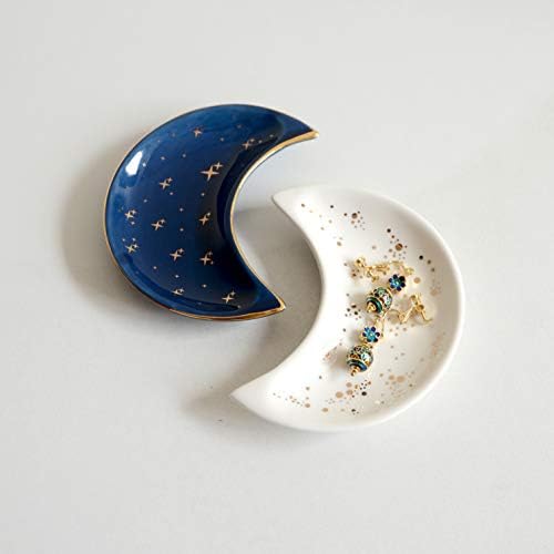 Small Moon Jewelry Dish Tray, Set of 2 (Blue and White) - Image 5