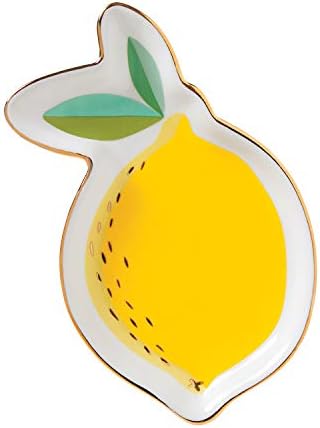 Creative Brands Slant Collections - Ceramic Shaped Trinket Tray, 4 x 6-Inches, Lemon by SlantCollections