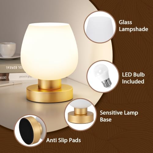 Seealle Small Touch Table Lamp for Nightstand, 3 Way Dimmable Bedside Lamp - Image 7