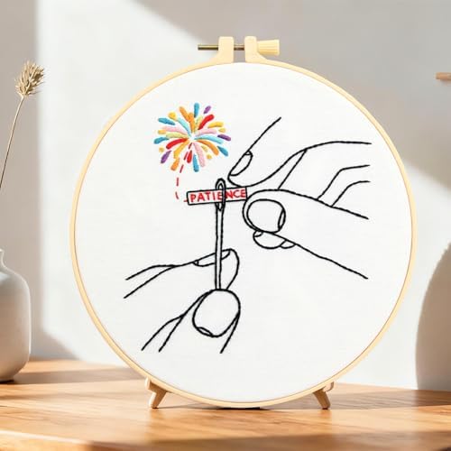 Beginner Embroidery Starter Kit, Easy Hand Embroidery Kits for Beginners Adults, Stamped Cross Stitch Kits for Beginners Adults Craft Kits for Women, Entire Set of Embroidery Supplies & Video Tutorial - Image 2