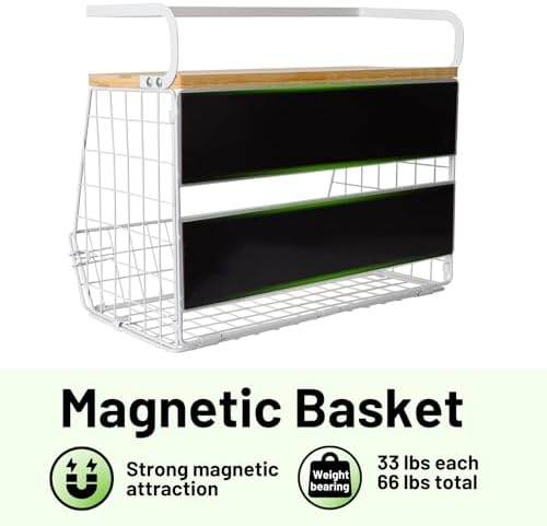 Ofiray-home Magnetic Fridge Shelf with Wood Lid, Fruit Potato Onion Storage Bins, Pantry Organizers, Large Container Spice Rack for Refrigerator, Kitchen Counter, Cabinet (1, White) - Image 4