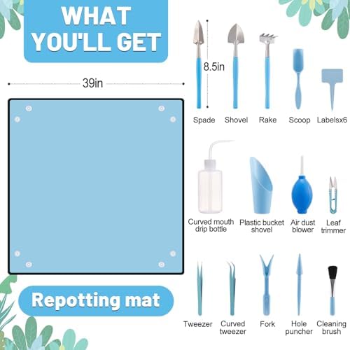 ANPHSIN 20pcs Small Gardening Tools Gifts for Women Beginners, Blue - Image 5