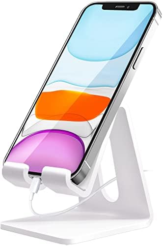 Crpich Acrylic Cell Phone Stand, Portable Phone Holder, White Phone Stand for Desk, Compatible with Phone16 15 14 13 12 Pro Max Mini 11 Plus, Switch, Android Smartphone, Pad, Tablet, Desk Accessories by Crpich