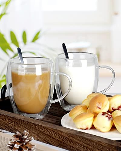 LIBWYS 12oz Double Walled Coffee Cups Glasses Mugs, Borosilicate Glass 2Pcs - Image 3