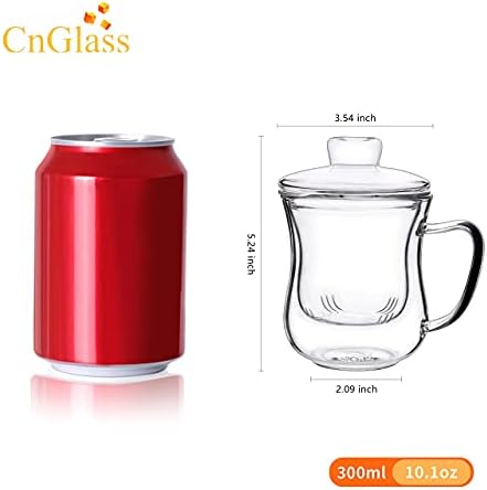 CNGLASS Glass Tea Cup with Removable Infuser and Lid,10oz Thickened Glass Infuser Mug,Borosilicate Glass Mug for Loose Leaf Tea,Teabags - Image 5