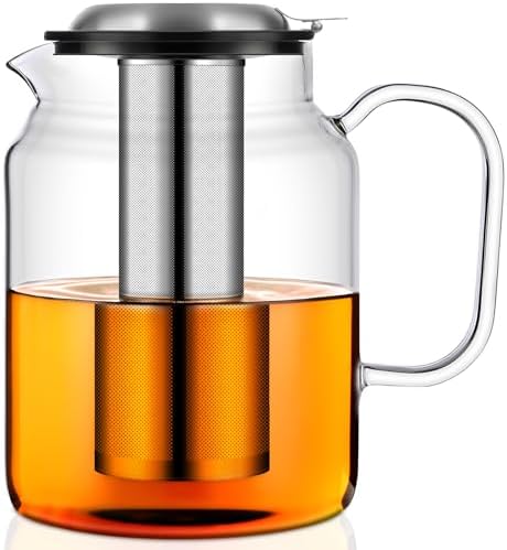 Aquach 85oz Glass Teapot with Infuser, Stovetop Safe Borosilicate Tea Pot by Aquach