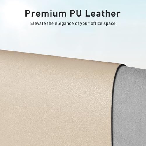 Aothia Faux Leather Desk Mat – Large Mouse Pad, Non-Slip PU Leather Blotter, Waterproof Writing Surface for Office and Home (Beige, 47.2" x 23.6") - Image 2