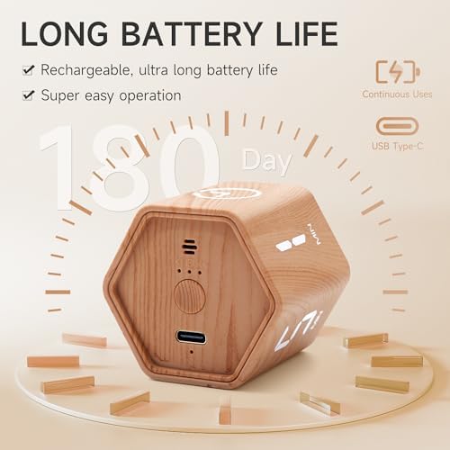 Productivity Cube Timer, 1/5/10/30/60 Min Presets, Wood Grain Finish - Image 3