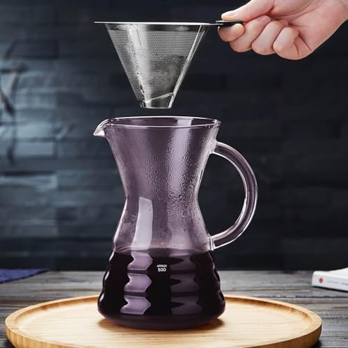 Unbreakable - Pour Over Coffee Maker with Permanent Stainless Filter 27 fl oz, Thickened Heat-Resistant Borosilicate Glass Dripper Coffee Brewer, Stovetop Safe, Pink - Image 6